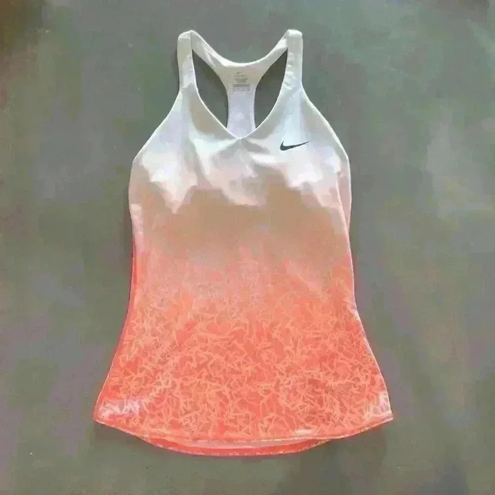 Nike Dri-Fit Orange White Ombre Advantage Printed Racerback Tank Top Size XS